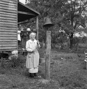 Grannie J_ ringing farm bell