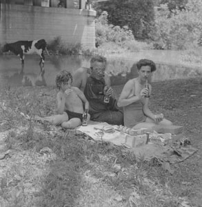 Myself, Marjorie and Katherine M_ on picnic at Linton